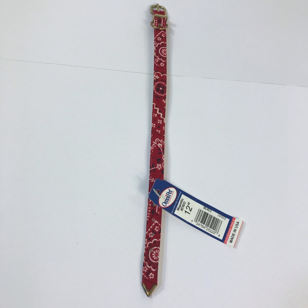 Omnipet Dog Pet Animal Collar Red Gold Paisley 12” - Picture 2 of 7